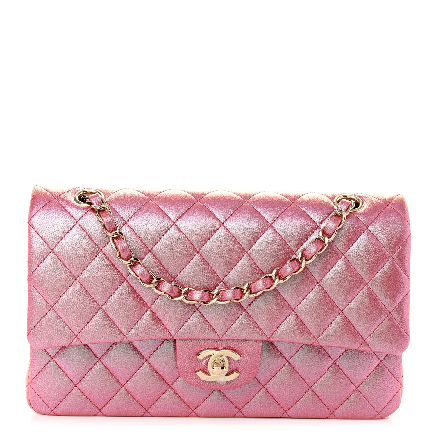Chanel Iridescent Caviar Quilted Medium Double Flap Pink 1 of 8
