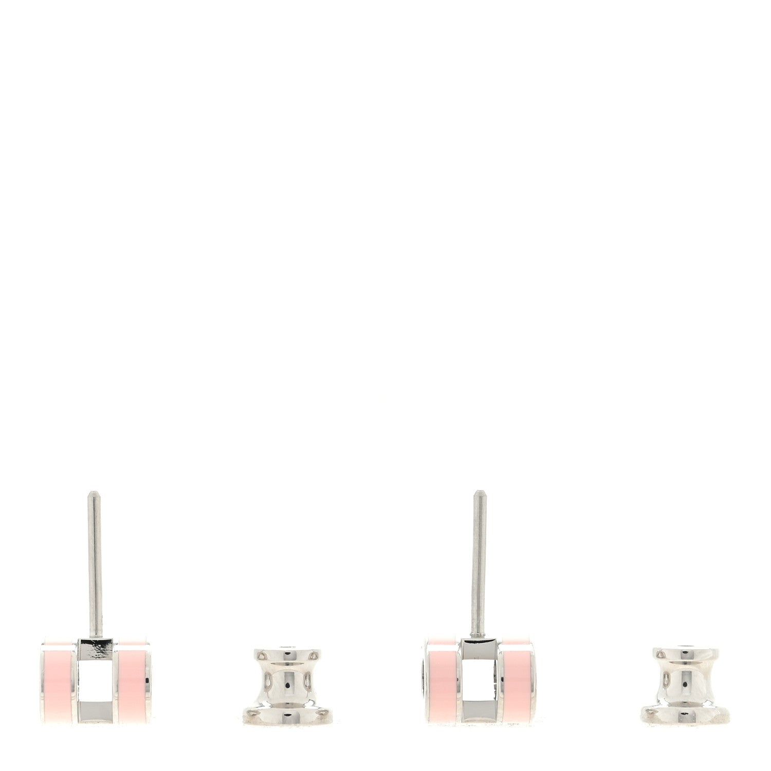Hermes Palladium Lacquered Mini Pop H Earrings Rose Dragee 3 of 4