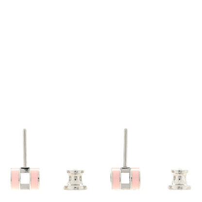 Hermes Palladium Lacquered Mini Pop H Earrings Rose Dragee 3 of 4