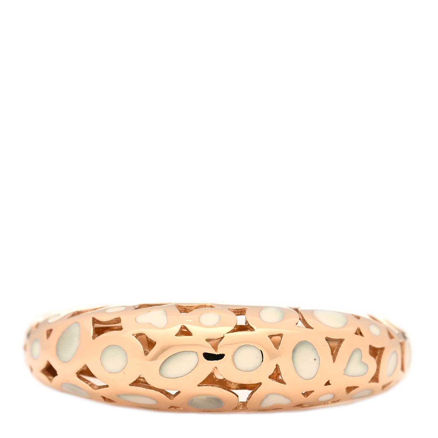 Roberto Coin 18K Rose Gold Enamel Cutout Ring 53 6.25 1 of 4