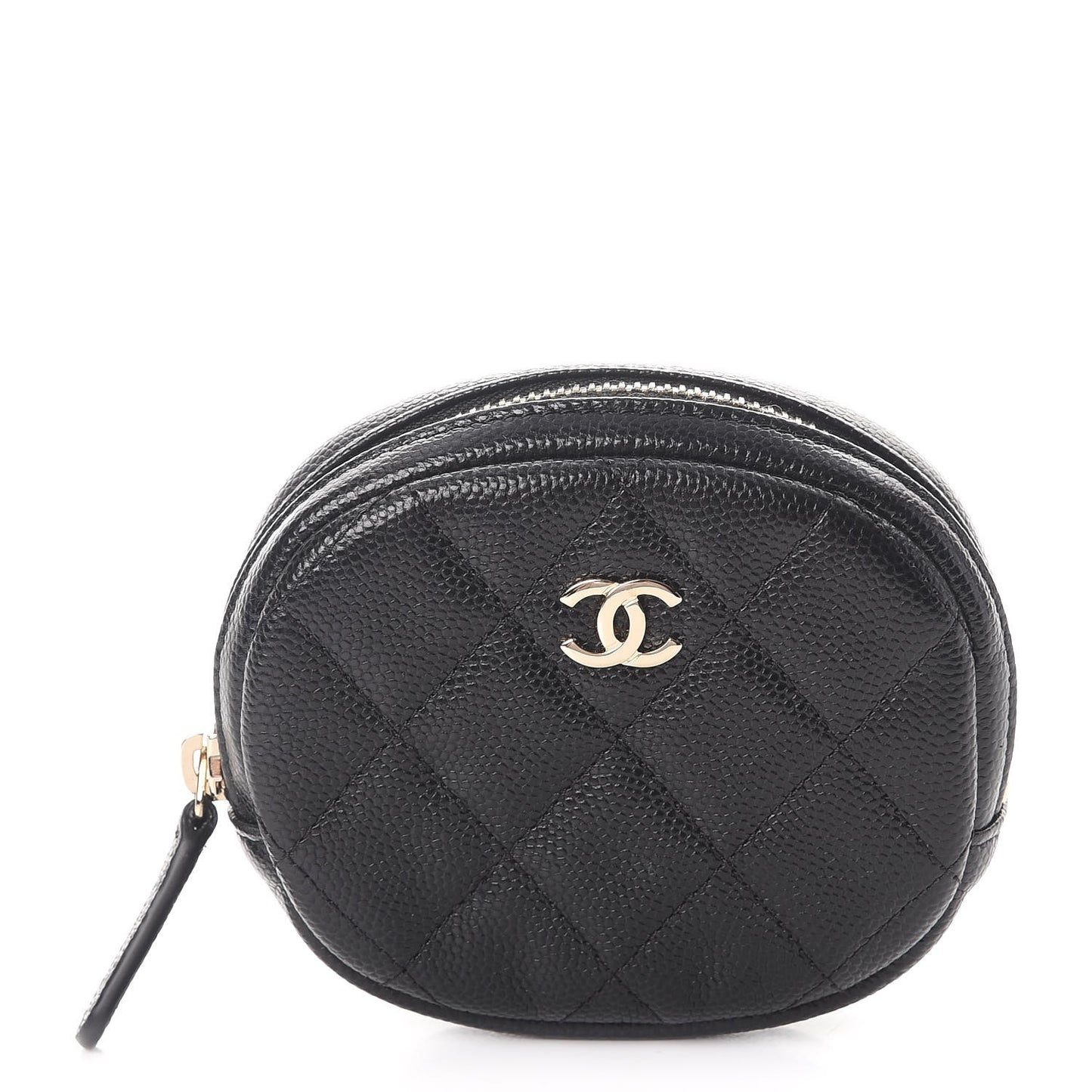 Caviar Quilted Zip Around Classic Coin Purse Black