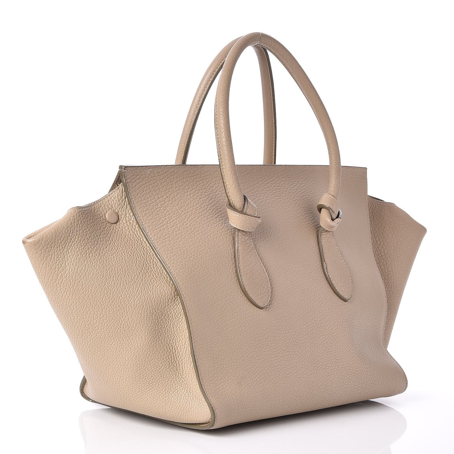 Crisped Calfskin Small Tie Knot Tote Light Taupe