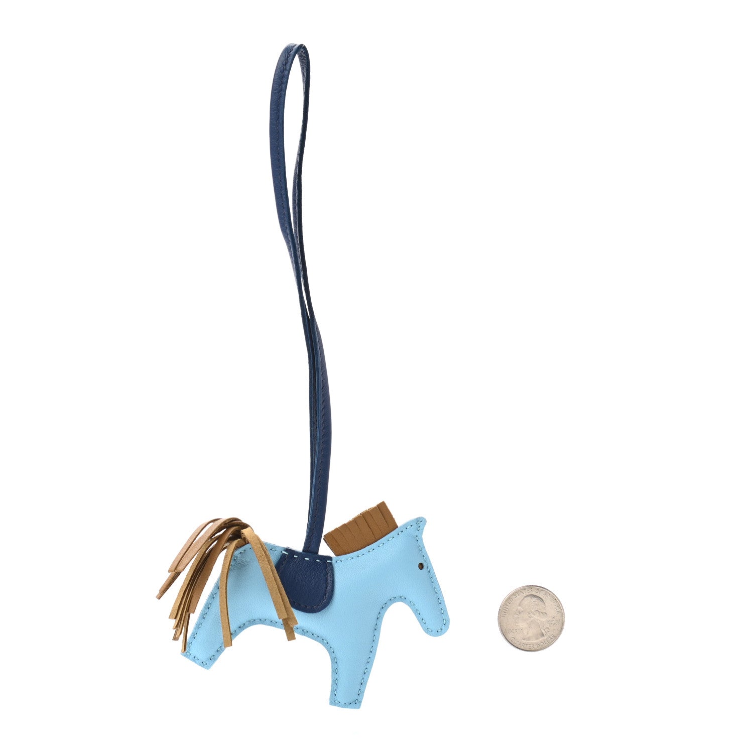 Hermes Milo Lambskin Grigri Rodeo Horse Bag Charm PM Celeste Bleu De Malte Kraft 2 of 4