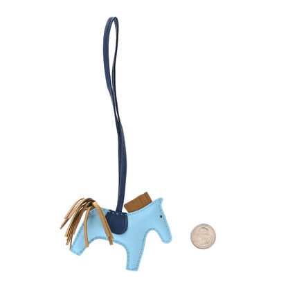 Hermes Milo Lambskin Grigri Rodeo Horse Bag Charm PM Celeste Bleu De Malte Kraft 2 of 4