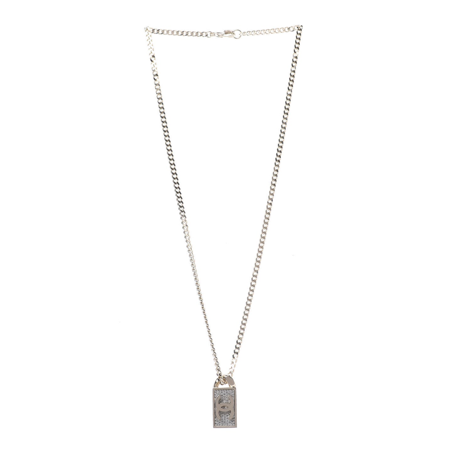 Crystal Dog Tag Charm Necklace Gold