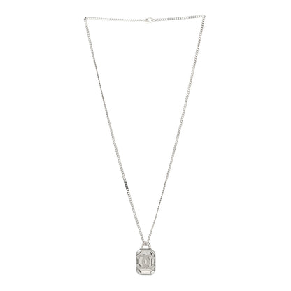 Chanel Crystal Baguette CC Mirror Pendant Necklace Silver 3 of 7