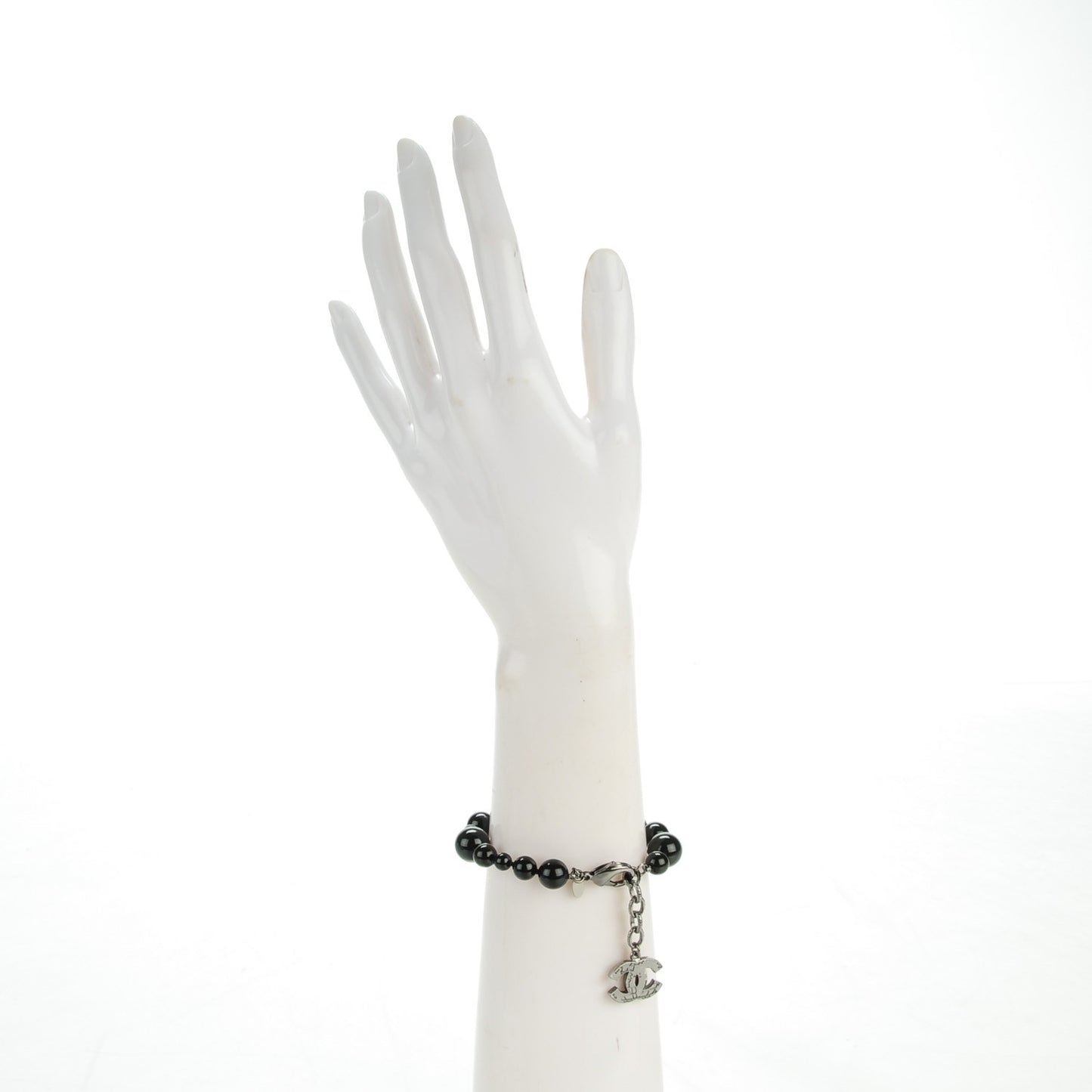 Glass Bead CC Map Bracelet Ruthenium Black