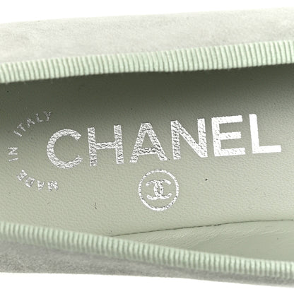 Chanel Suede Cap Toe CC Ballerina Flats 36 Light Green 8 of 10