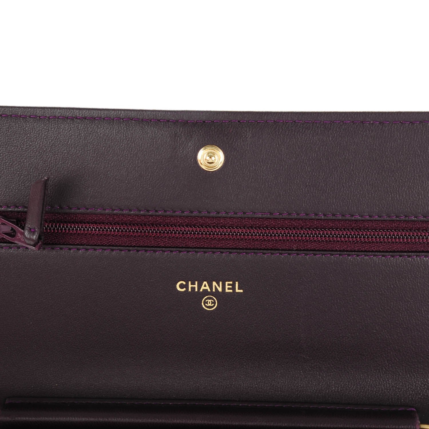 Chanel Lambskin Quilted Boy Wallet On Chain WOC Dark Purple 6 of 8