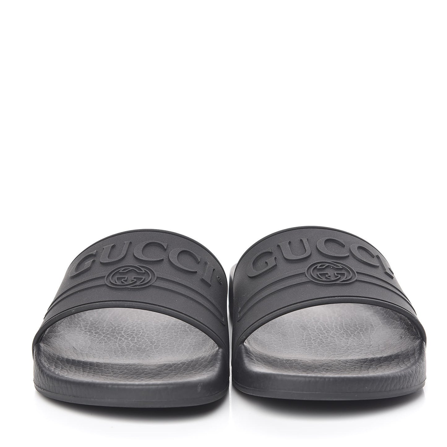 Rubber Logo Stamped Mens Slide Sandals 5 Black