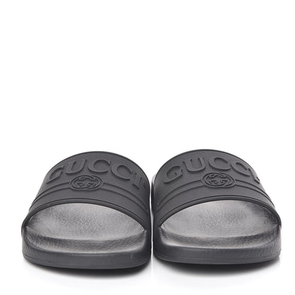 Gucci Rubber Logo Stamped Mens Slide Sandals 5 Black 2 of 8