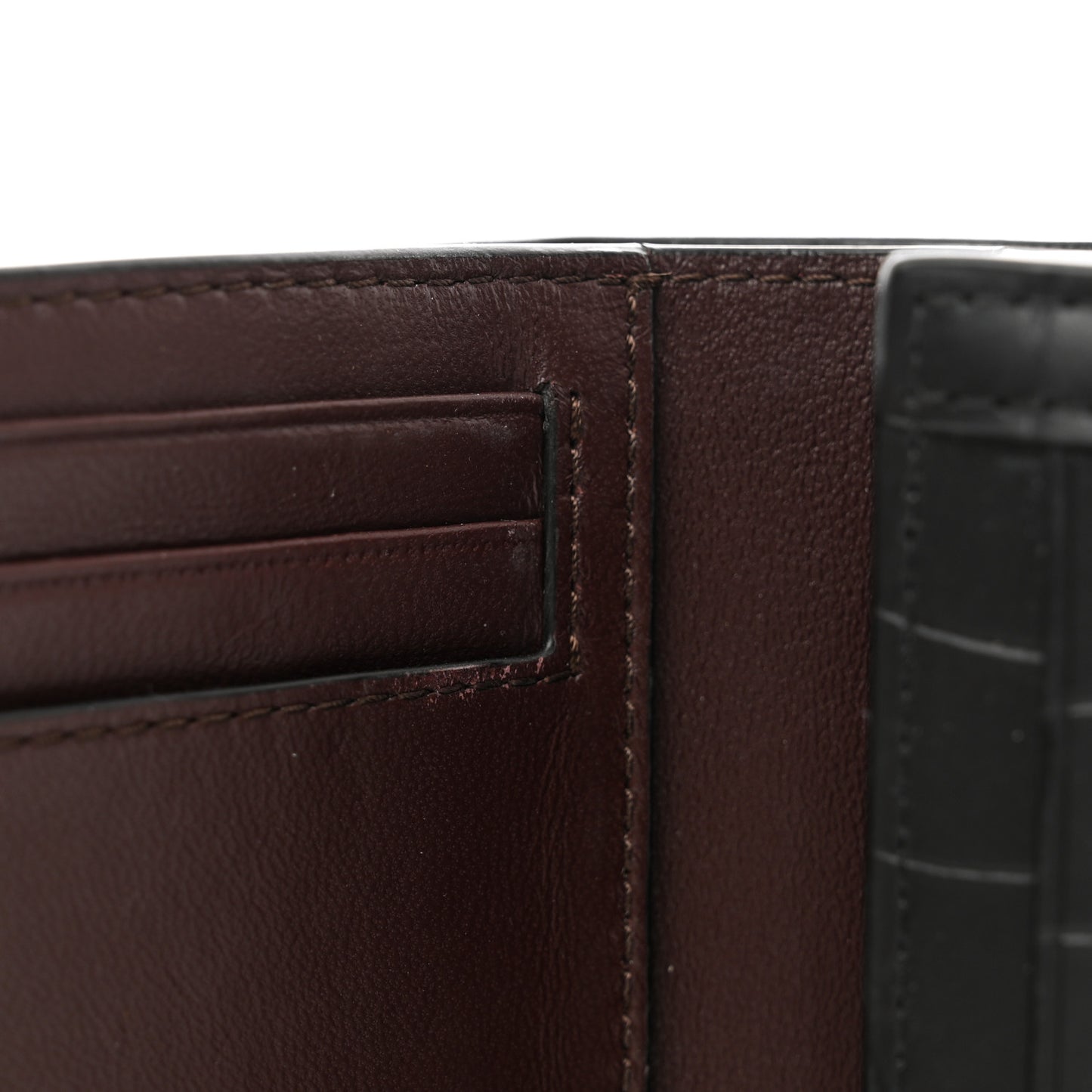Crocodile Embossed Calfskin Small French Continental Wallet Black