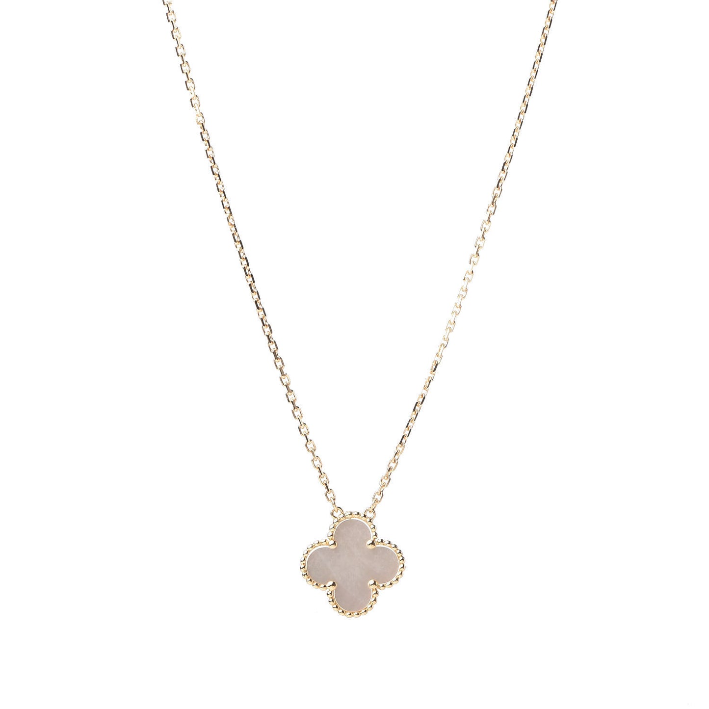 18K Yellow Gold Mother of Pearl Vintage Alhambra Pendant Necklace