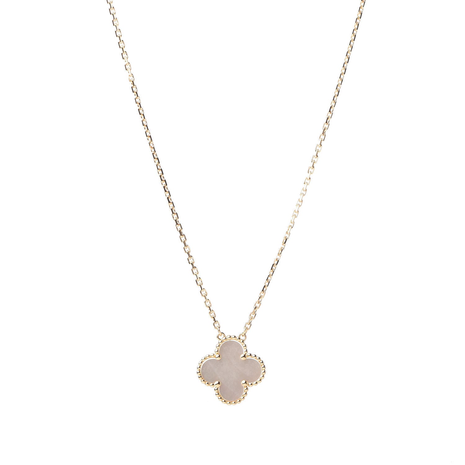 Van Cleef & Arpels 18K Yellow Gold Mother of Pearl Vintage Alhambra Pendant Necklace 1 of 7