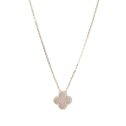 Van Cleef & Arpels 18K Yellow Gold Mother of Pearl Vintage Alhambra Pendant Necklace 1 of 7
