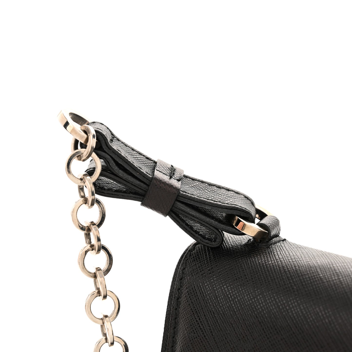 Printed Calfskin Gancini Bow Chain Shoulder Bag Black