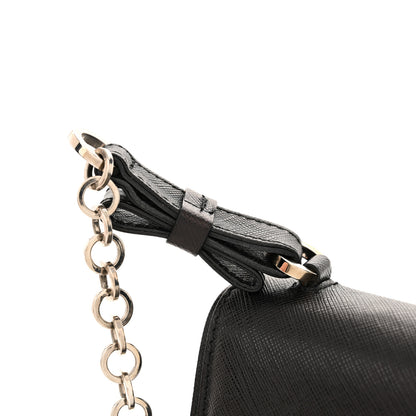 Salvatore Ferragamo Printed Calfskin Gancini Bow Chain Shoulder Bag Black 13 of 14