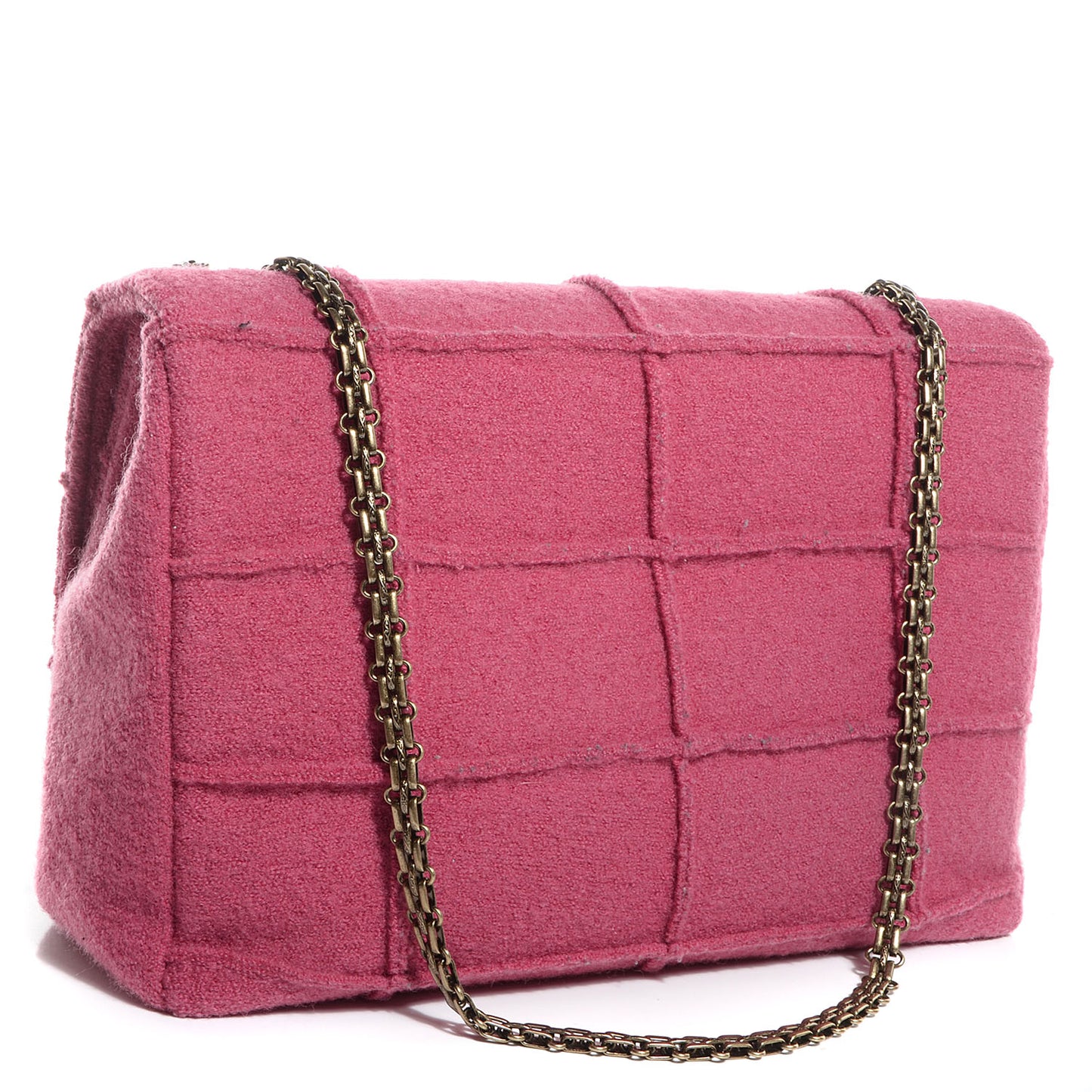 Wool Patchwork Mademoiselle Jumbo Flap Dark Pink
