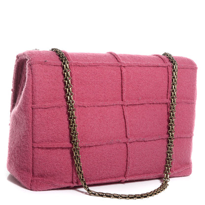 Chanel Wool Patchwork Mademoiselle Jumbo Flap Dark Pink 3 of 8