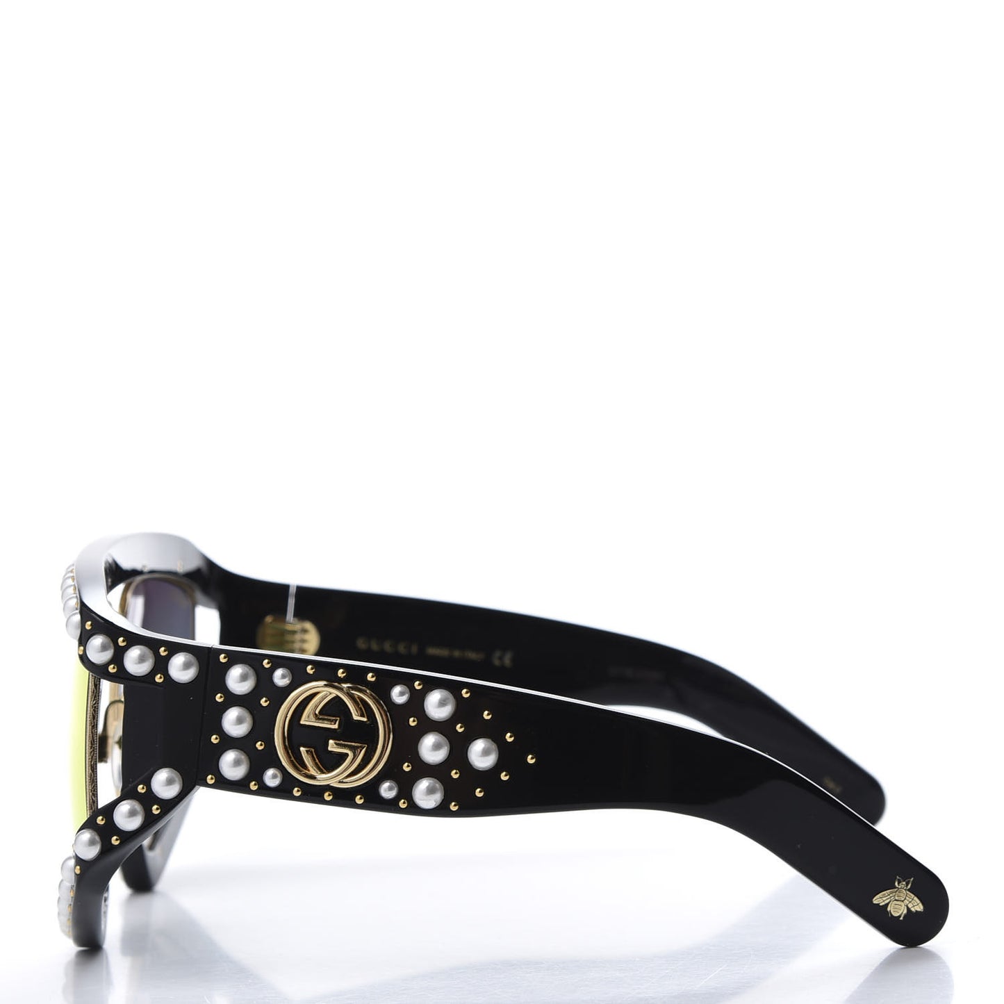 Acetate Pearl Rectangular Frame Sunglasses GG0234S Black Orange