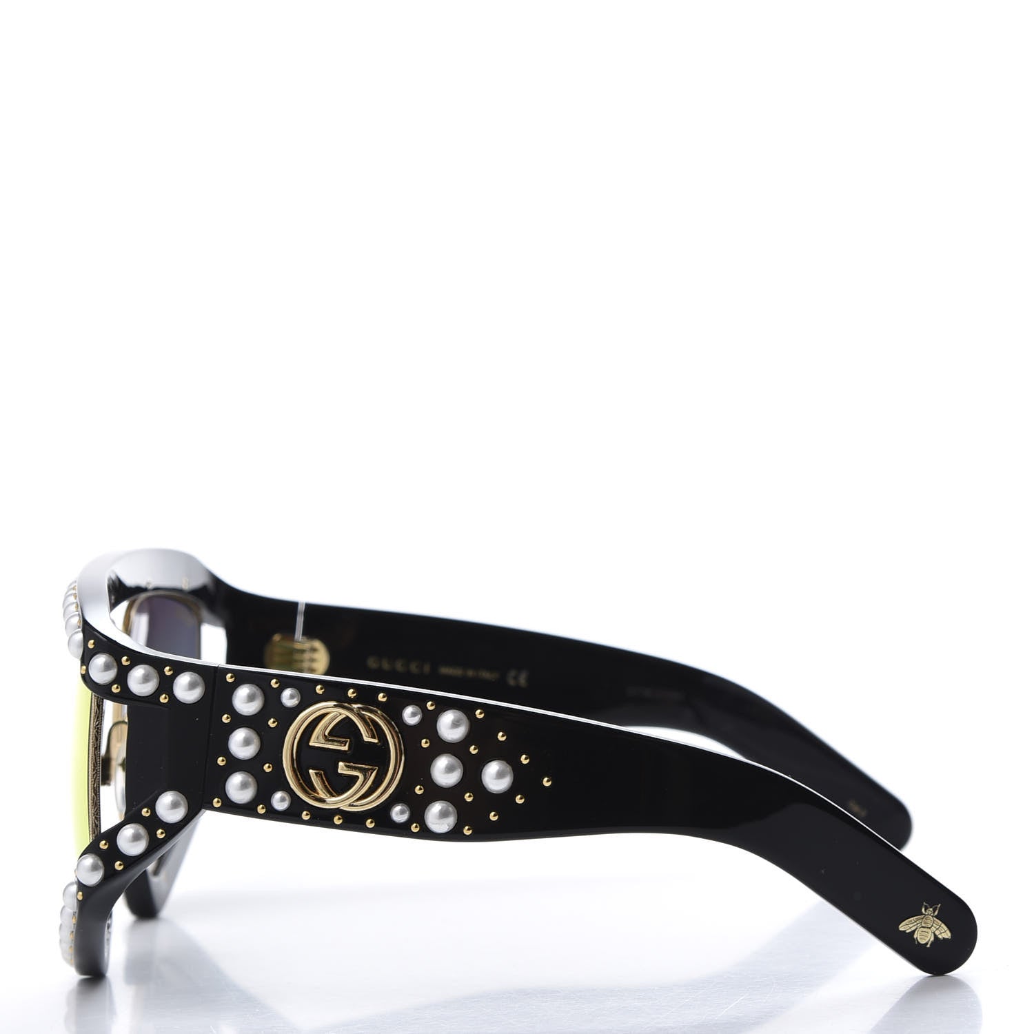 Gucci Acetate Pearl Rectangular Frame Sunglasses GG0234S Black Orange 3 of 7