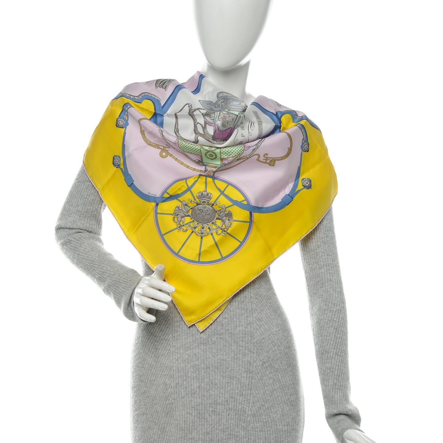 Silk Springs Scarf 90 Jaune Citron Parme Blanc