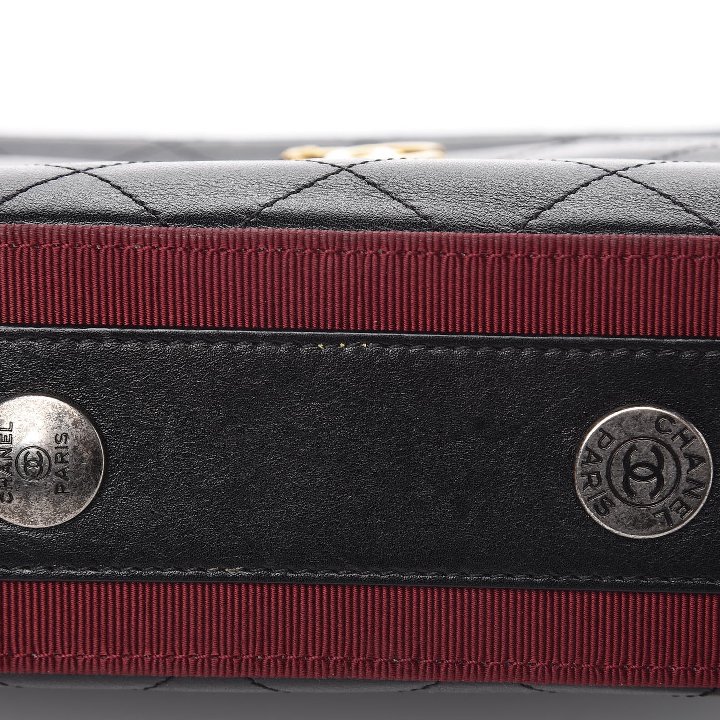 Calfskin Grosgrain Stitched Button Up Camera Case Black