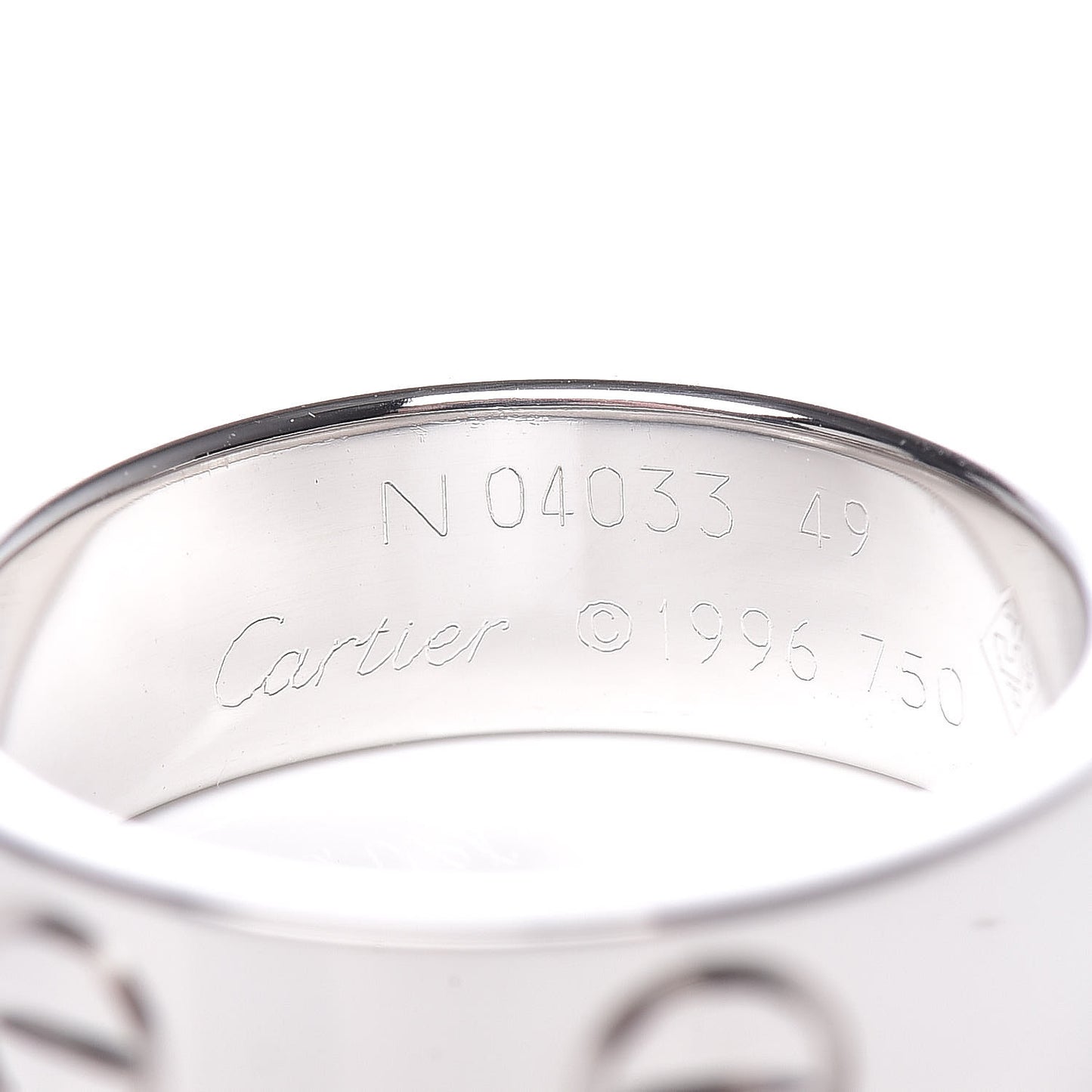 18K White Gold 5.5mm LOVE Ring 49 4.75