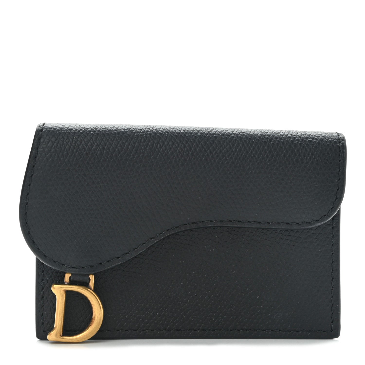 Christian Dior Grained Calfskin Saddle Card Holder Black 1 of 8