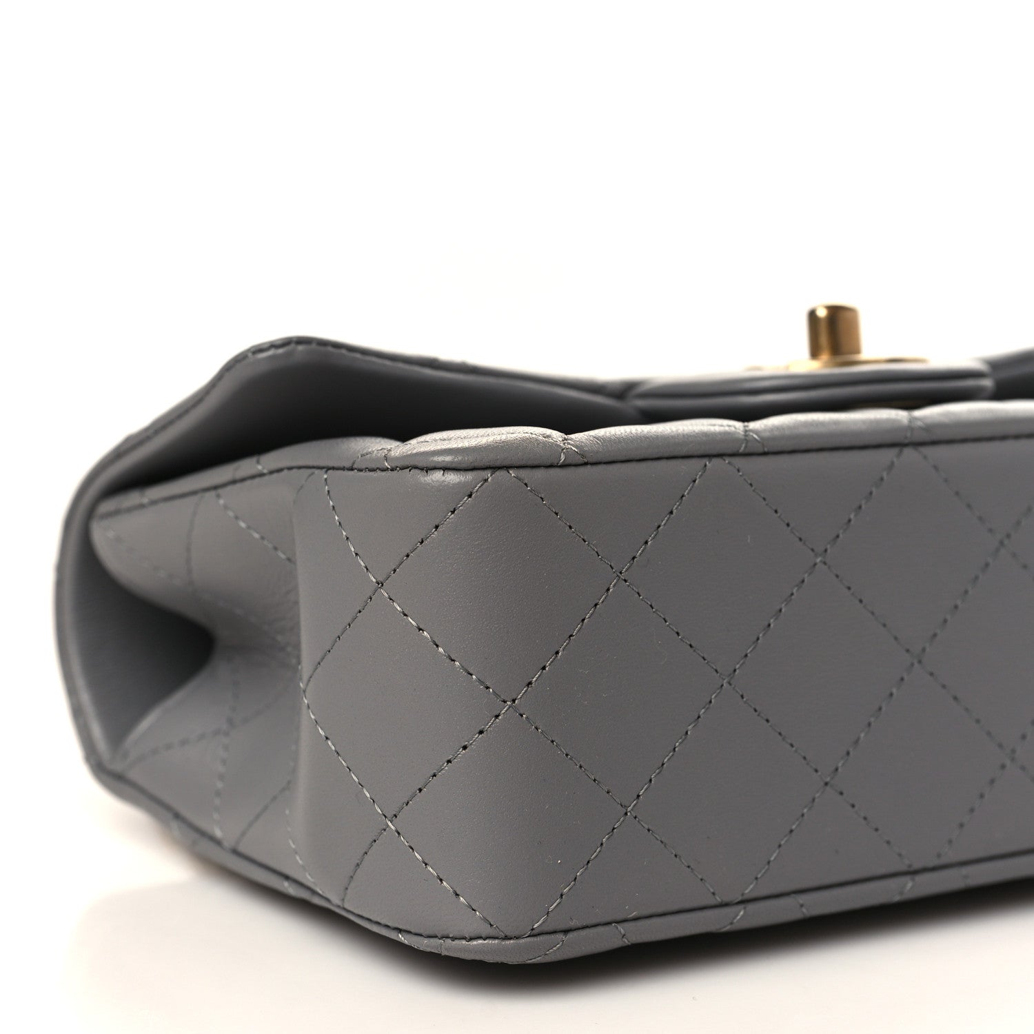 Chanel Lambskin Metal Quilted Mini Top Handle Rectangular Flap Grey 8 of 9
