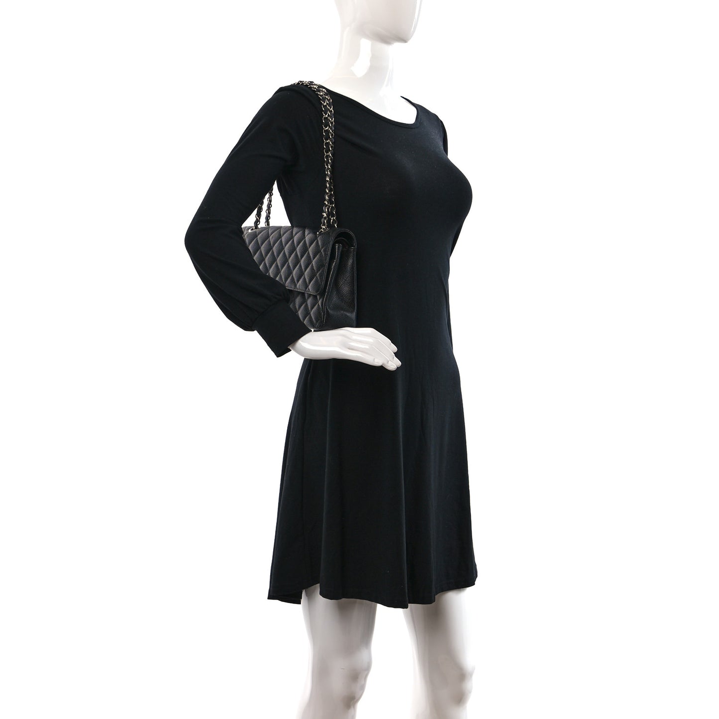 Caviar Quilted Medium Double Flap Black