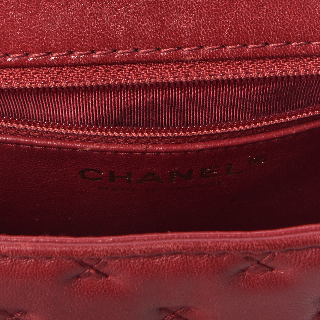 Chanel Lambskin Cross Stitch Mini Coco Handle Flap Red 9 of 9