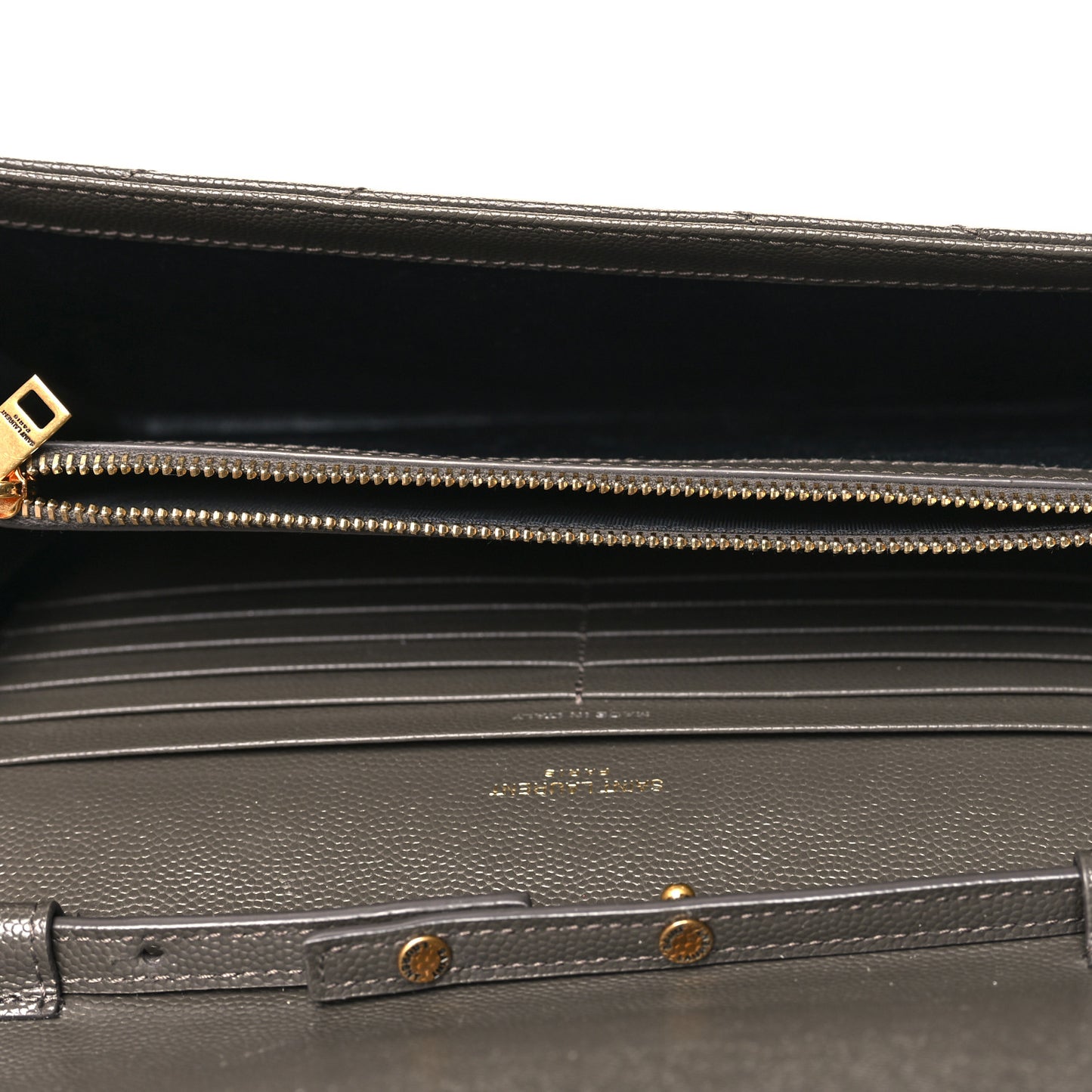 Grain De Poudre Matelasse Chevron Monogram Chain Wallet Oyster Grey