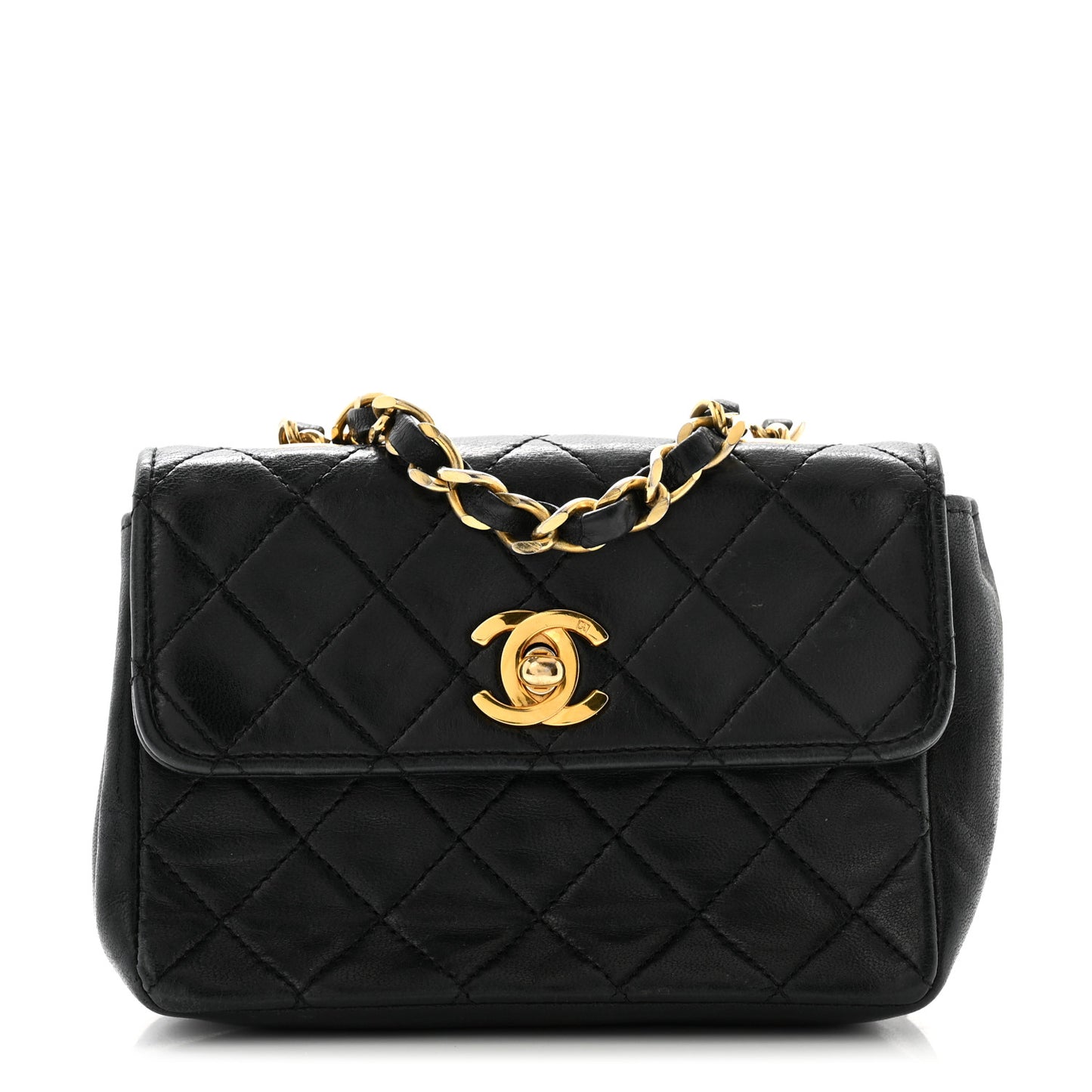 Lambskin Quilted Extra Mini Flap Black