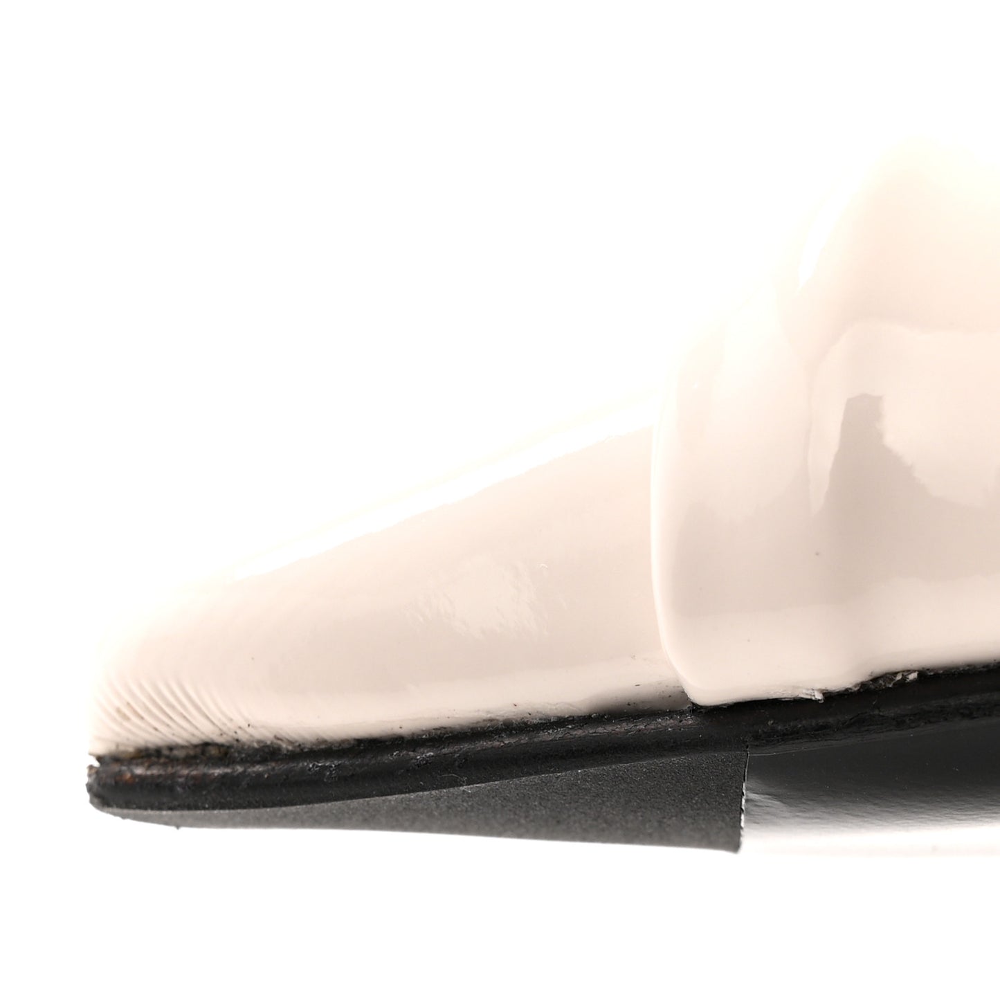Lambskin Show Twist Flat Mule Sandals 40 Ivory