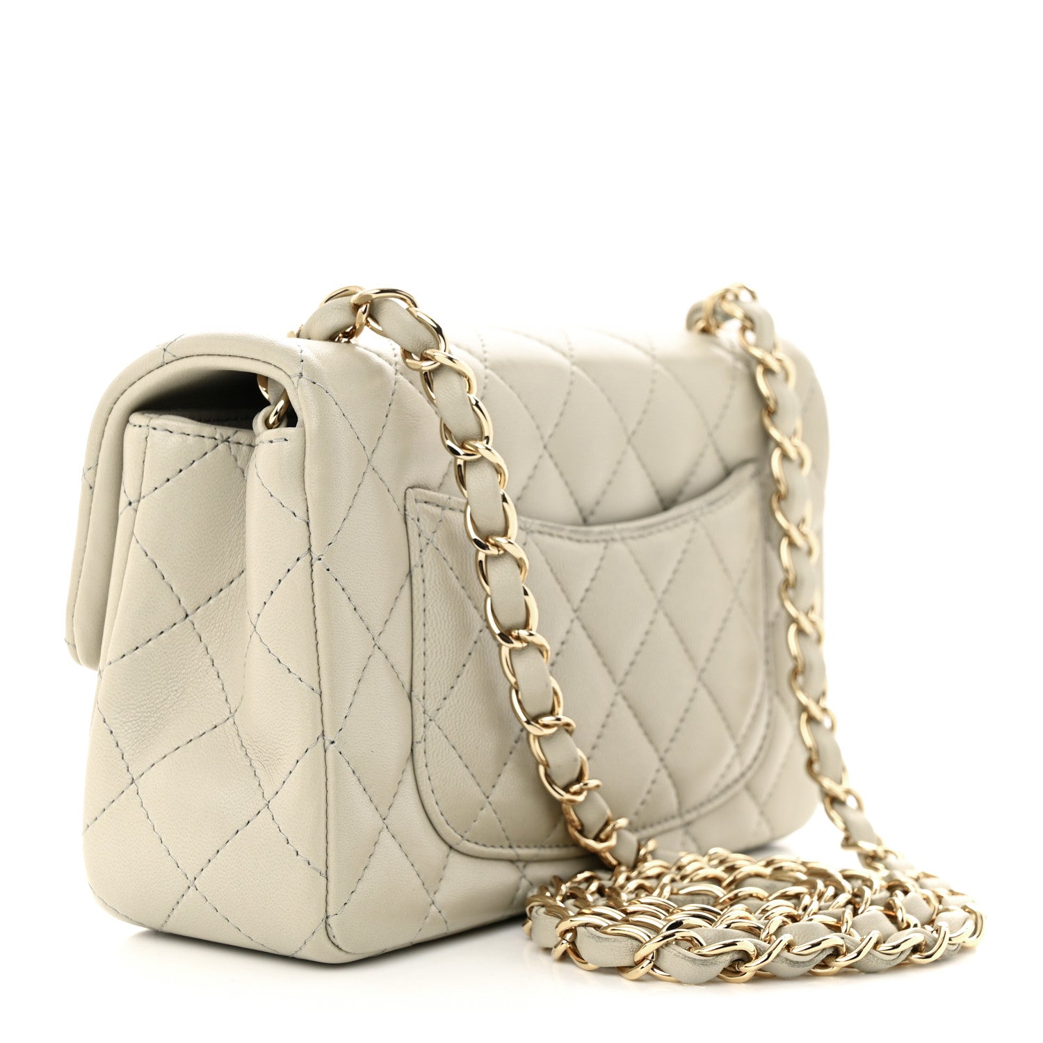 Chanel Lambskin Quilted Mini Rectangular Flap Grey 3 of 11