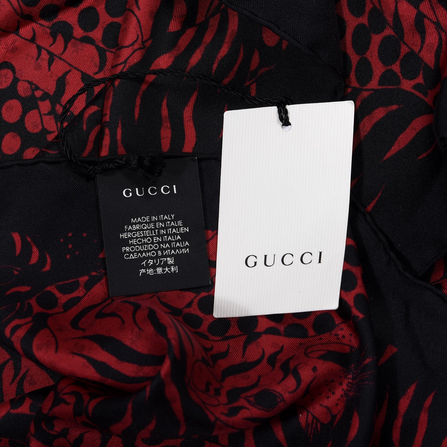 Gucci Silk Tiger Print Square Scarf Flame Black 4 of 4