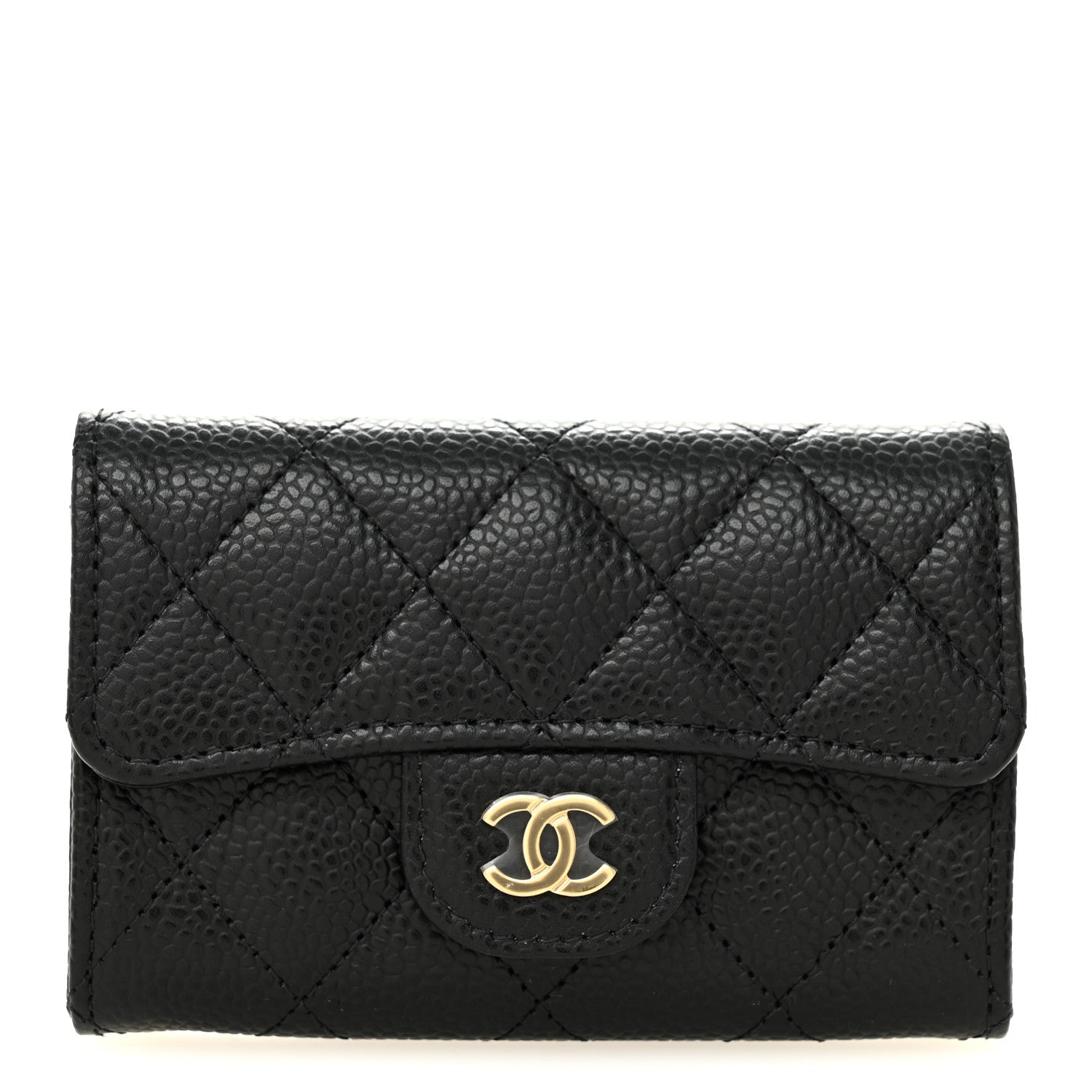 Chanel Caviar Quilted Flap Card Holder Wallet Black 1 of 8