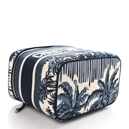 Christian Dior Canvas Embroidered Palm Tree Diortravel Vanity Case Blue Multicolor 4 of 9