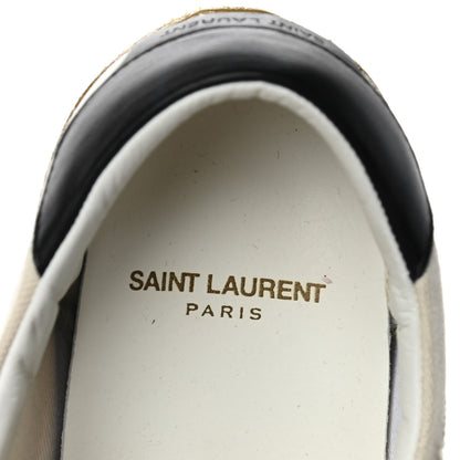 Saint Laurent Distressed Canvas Embroidered Court Classic Sneakers 36 White Black 7 of 9