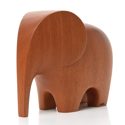Hermes Mahogany Wood Elephant Lao Paperweight Naturel 3 of 12