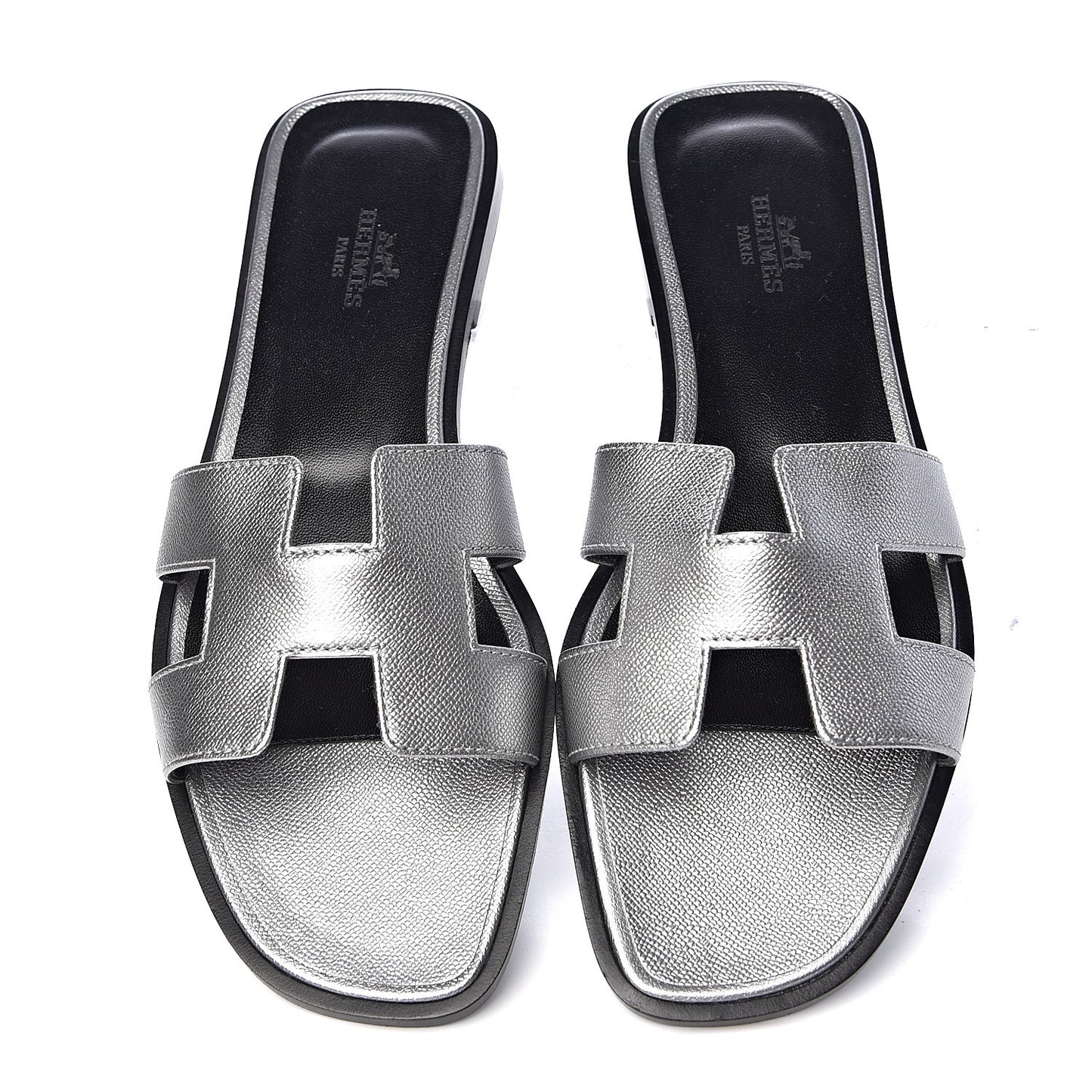 Metallic Epsom Oran Sandals 38 Argent