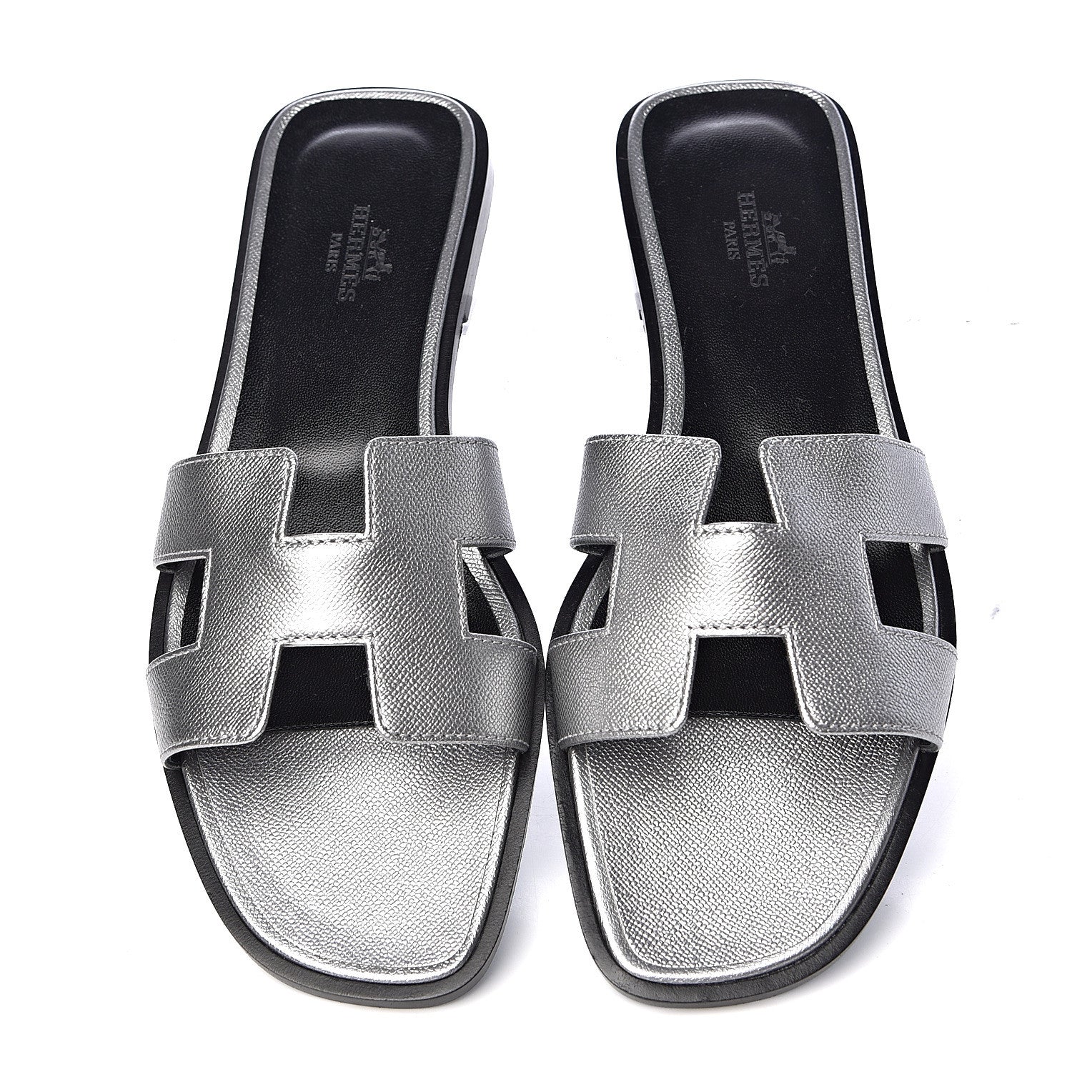Hermes Metallic Epsom Oran Sandals 38 Argent 9 of 9