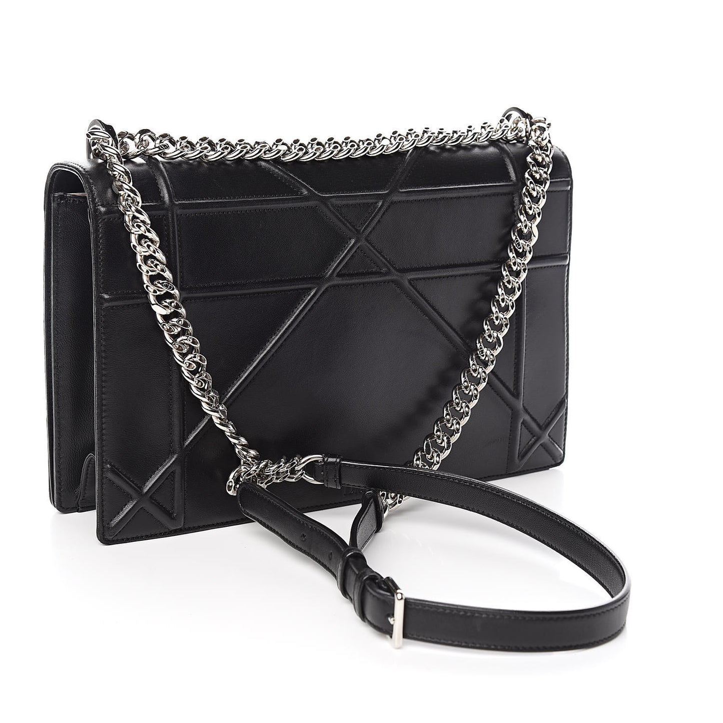 Lambskin Large Diorama Flap Bag Black