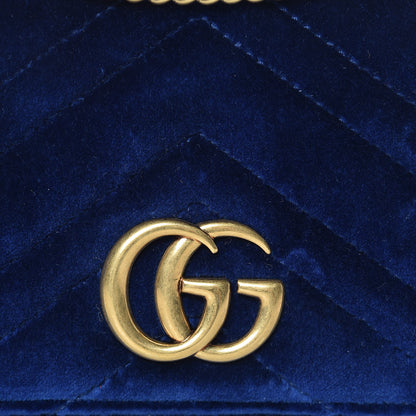 Gucci Velvet Matelasse GG Marmont Mini Bag Cobalt Blue 7 of 11