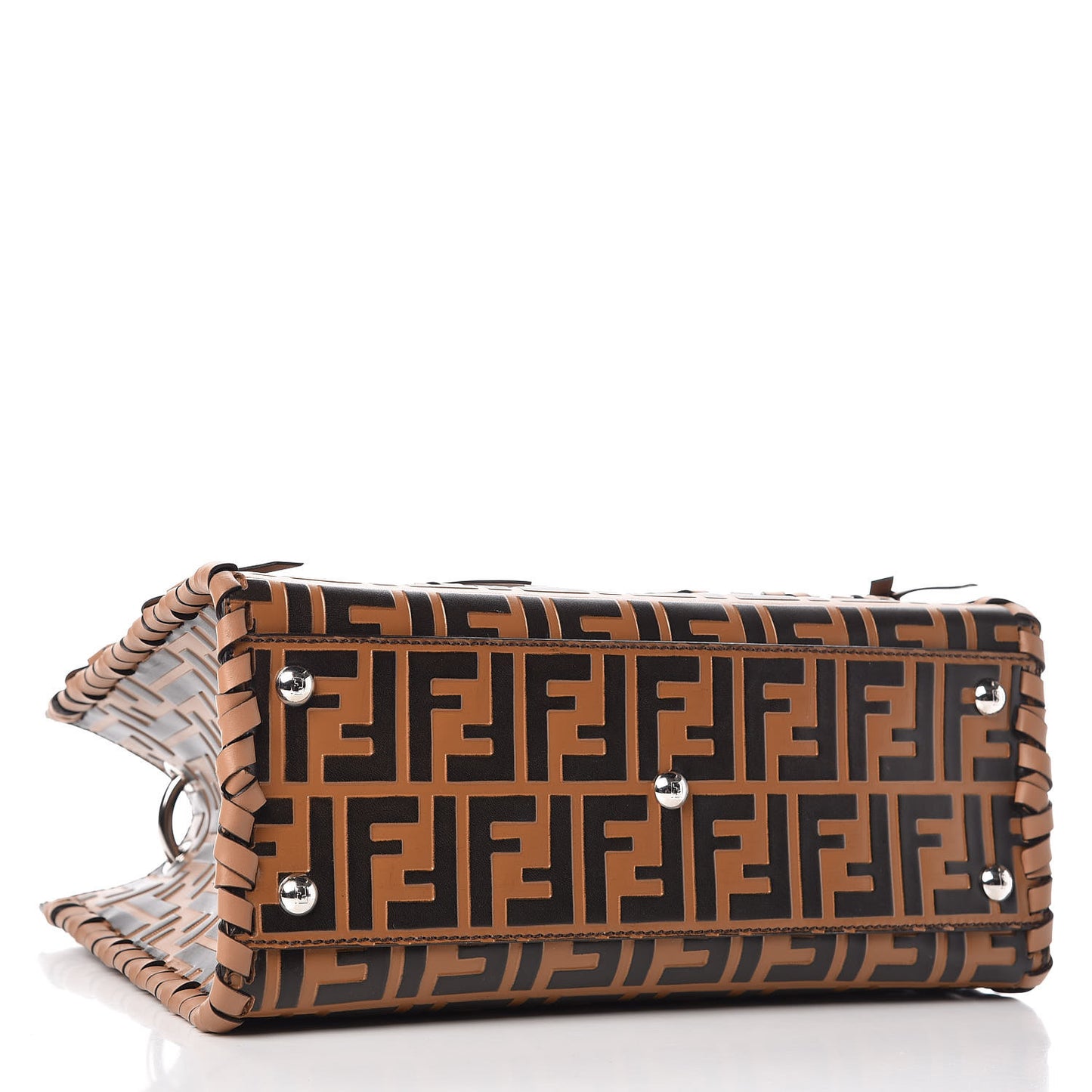 Vitello Century F is Fendi Whipstitch Threads FF Embossed Small Runaway Satchel Tobacco Orzo