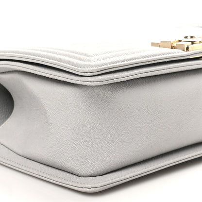 Chanel Caviar Quilted Medium Boy Flap Light Grey 9 of 10