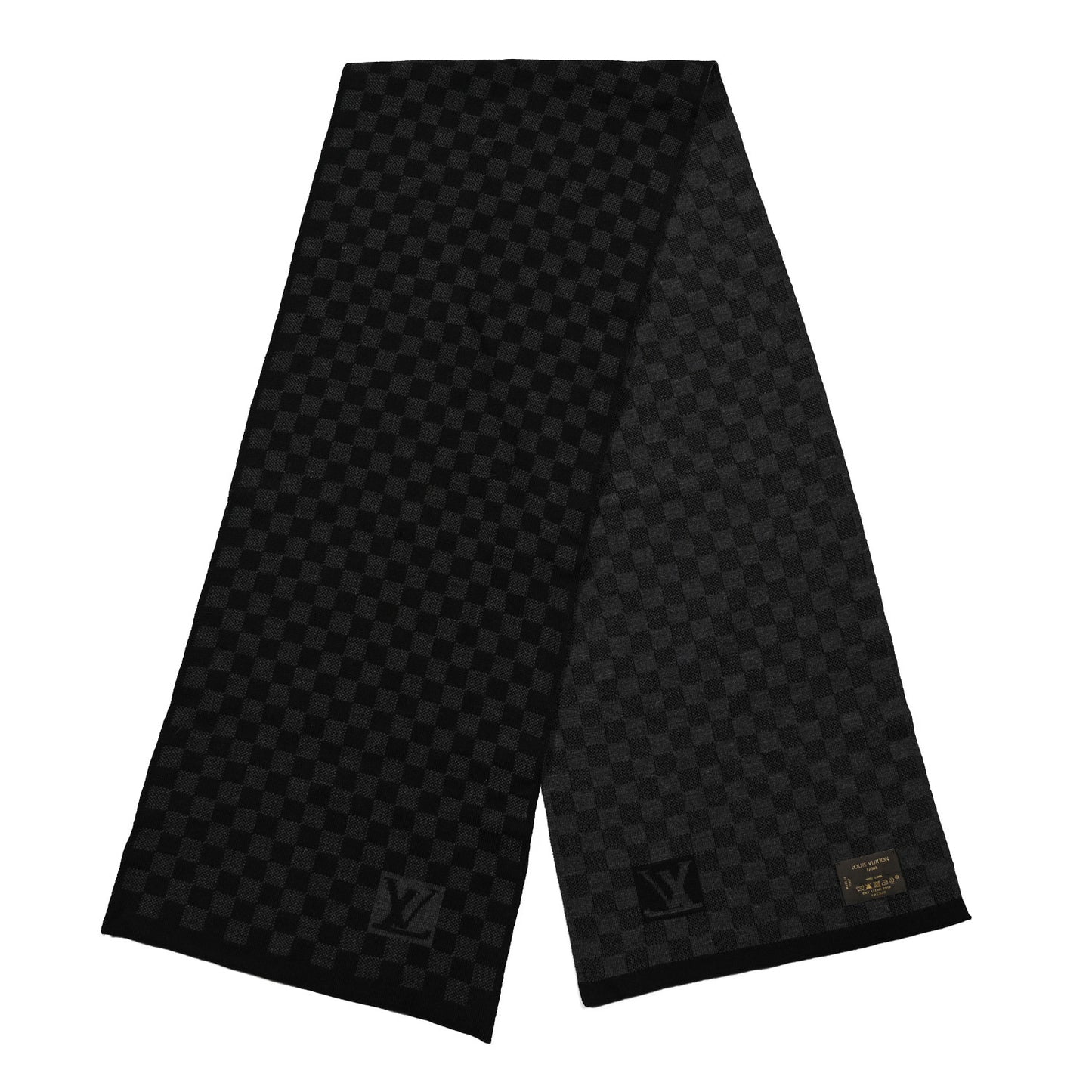 Wool Damier Graphite Scarf Black
