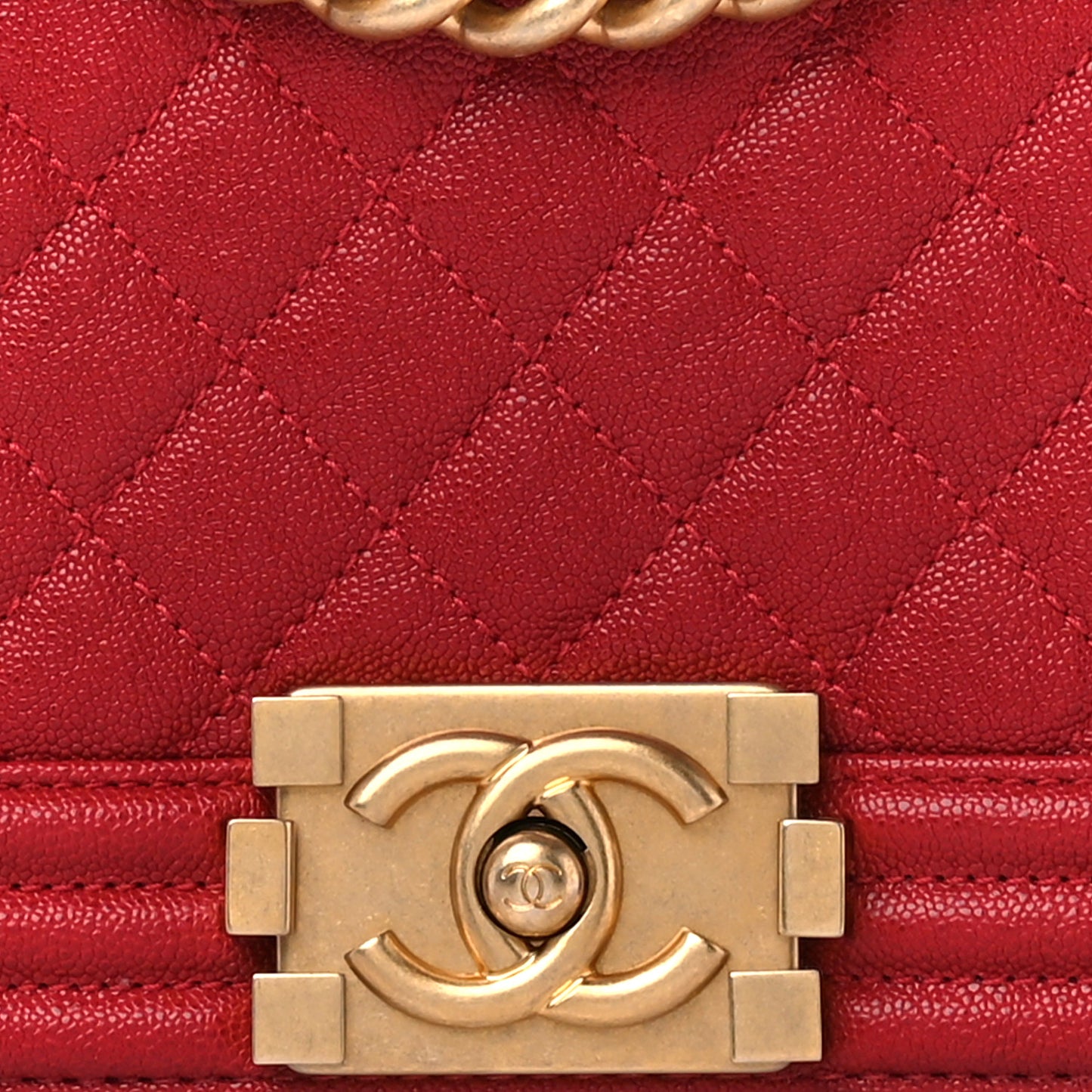 Caviar Quilted Medium Boy Flap Dark Red