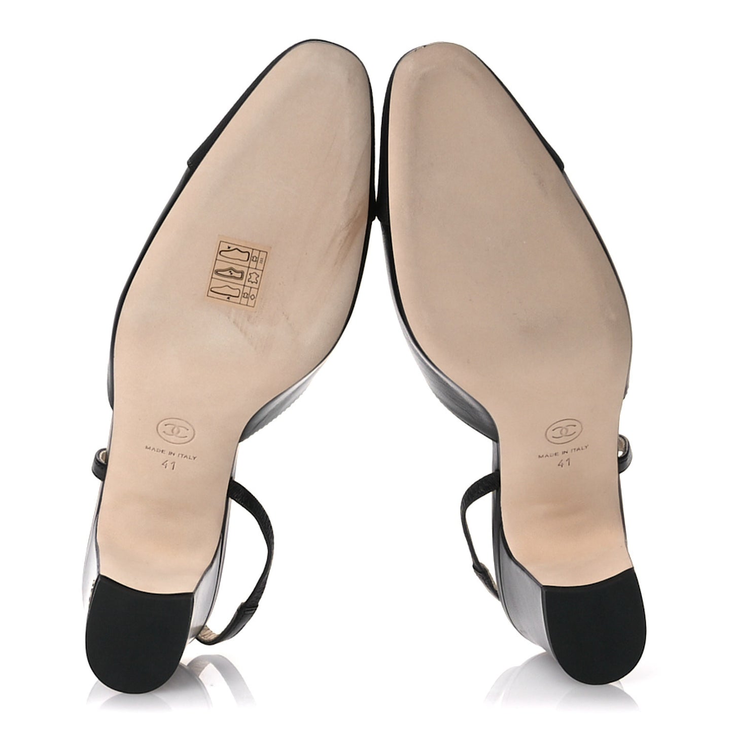 Goatskin Grosgrain Cap Toe CC Slingback Pumps 41 Black